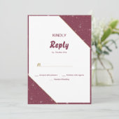 Bourgogne gouden hart sparkle glitter RSVP Kaart (Staand voorkant)