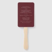 Bourgogne & Gouden Herfst Kalligrafie Bruiloft Handwaaier (Achterkant)