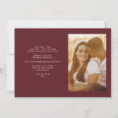 Bourgogne & Gouden Herfst Kalligrafie Foto Bruilof Save The Date (Achterkant)