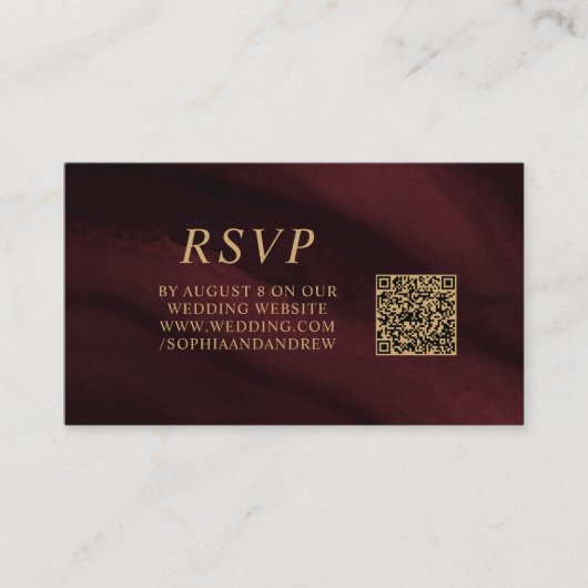 Bourgogne & Gouden Huwelijk QR Code RSVP Informatiekaartje (Voorkant)