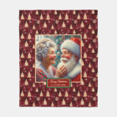 Bourgogne Gouden Kerstdeken Classic Santa Fleece Deken (Voorkant)