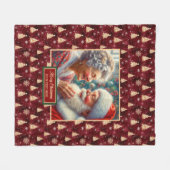 Bourgogne Gouden Kerstdeken Classic Santa Fleece Deken (Voorkant (Horizontaal))