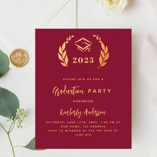 Bourgogne gouden krans Graduation Party uitnodigin