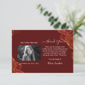 Bourgogne & Gouden Memorial Dank u kaart (Staand voorkant)