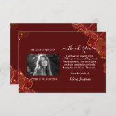 Bourgogne & Gouden Memorial Dank u kaart (Voorkant / Achterkant)