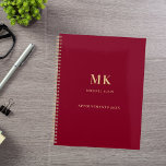 Bourgogne gouden naam monogram 2025 planner<br><div class="desc">Een bordeauxrode achtergrondkleur,  gouden tekst. Personaliseer en voeg uw voornaam,  monogram initialen en volledige naam,  een titel jaar 2025 (of elk jaar).</div>