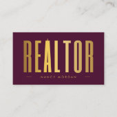 Bourgogne & Gouden Realtor Foto Visitekaartje (Voorkant)