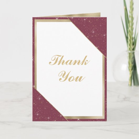 Bourgogne gouden schittering glitter 90ste verjaar bedankkaart (Voorkant)