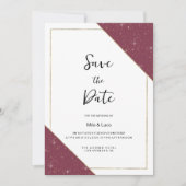 Bourgogne gouden schittering glitter Save the Date Kaart (Voorkant)