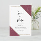 Bourgogne gouden schittering glitter Save the Date Kaart (Staand voorkant)