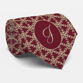 Bourgogne Gouden Sneeuwvlokken Patroon Monogramed Stropdas