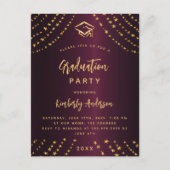 Bourgogne gouden sterren afstudeerfeest modern jaa uitnodiging briefkaart (Voorkant)