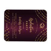 Bourgogne gouden sterren afstudeerfeest uitnodigin magneet (Horizontaal)