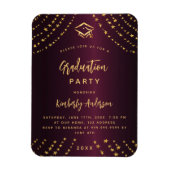 Bourgogne gouden sterren afstudeerfeest uitnodigin magneet (Verticaal)