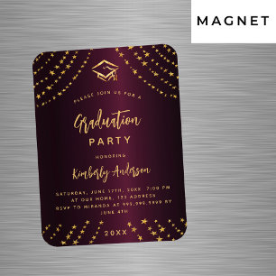 Bourgogne gouden sterren afstudeerfeest uitnodigin magneet
