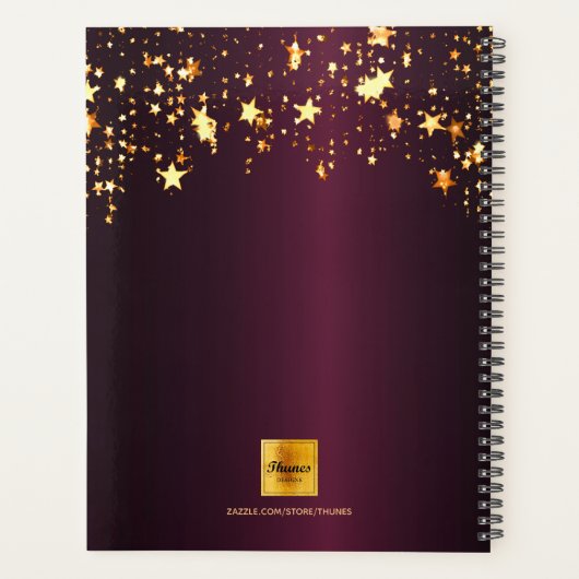 Bourgogne gouden sterren monogram 2025 planner (Achterkant)