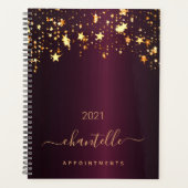 Bourgogne gouden sterren monogram 2025 planner (Voorkant)