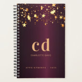 Bourgogne gouden sterren monogram 2025 planner (Voorkant)