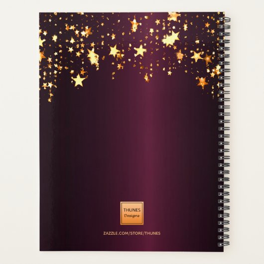 Bourgogne gouden sterren monogram 2025 planner (Achterkant)