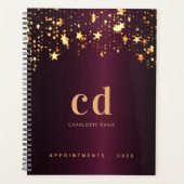 Bourgogne gouden sterren monogram 2025 planner (Voorkant)