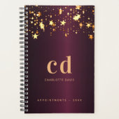 Bourgogne gouden sterren monogram 2026 planner (Voorkant)