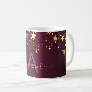 Bourgogne gouden sterren monogram script koffiemok