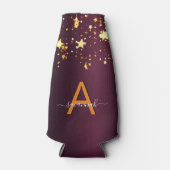 Bourgogne gouden sterren partij monogram naam flesjeskoeler (Voorkant)