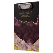 Bourgogne & Gouden Waterverf Marmeren Agaat Vergul Klembord (Links)