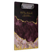 Bourgogne & Gouden Waterverf Marmeren Agaat Vergul Klembord (Rechts)