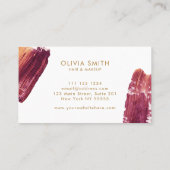 Bourgogne & goudmoderne artistieke penseeltextuur visitekaartje (Achterkant)