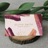 Bourgogne & goudmoderne artistieke penseeltextuur visitekaartje