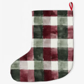 Bourgogne Green Plaid Stripe Christmas Gold Glitte Grote Kerstsok (Achterkant)