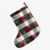 Bourgogne Green Plaid Stripe Christmas Gold Glitte Grote Kerstsok (Achterkant (Hangend))