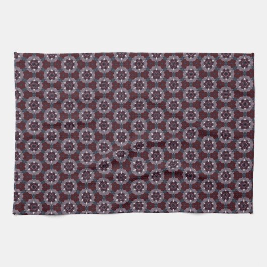 Bourgogne & Grijs Bloemen Geschilderde Quilt Theedoek (Horizontaal)