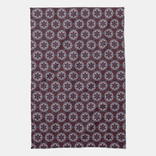 Bourgogne & Grijs Bloemen Geschilderde Quilt Theedoek (Verticaal)