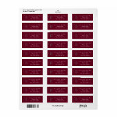 Bourgogne Grijs Elegant Monogram Formele Bruiloft Etiket (Full Sheet)
