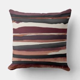 Bourgogne grijs en crème abstracte strepen kussen