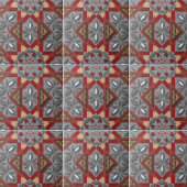 Bourgogne Grijs Etnisch Mozaïek Arabesk Patroon Tegeltje
