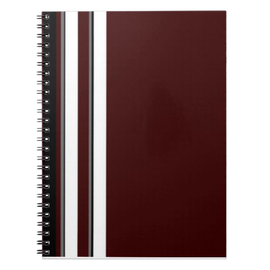 Bourgogne/grijs & wit strepen Notitieboek (Voorkant)