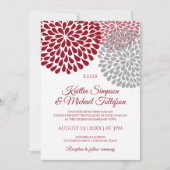 Bourgogne & Grijze bruiloft uitnodigingen | Bloeme (Voorkant)