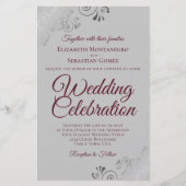 Bourgogne & Grijze kant BUDGET bruiloft Grote uitn (Voorkant)