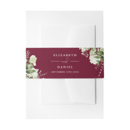 Bourgogne groen bloemenbruiloft uitnodigingen wikkel