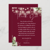 Bourgogne groen dank u bruiloft plaats kaart (Voorkant / Achterkant)