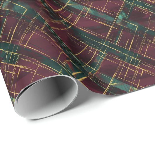 Bourgogne, groen en geel Abstract Plaid - Cadeaupapier (Rol Hoek)