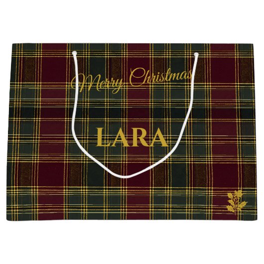 Bourgogne, groen en geel geplakt Kerstmis Groot Cadeauzakje (Voorkant)