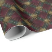 Bourgogne, groen en geel plaid - feestelijk rustie cadeaupapier (Rol Hoek)
