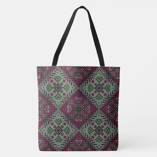 Bourgogne/Groen Etnisch Tas (Voorkant)