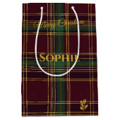 Bourgogne, Groen, Goud & Geplaagd Kerstmis Custom Medium Cadeauzakje (Voorkant)