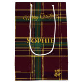 Bourgogne, Groen, Goud & Geplaagd Kerstmis Custom Medium Cadeauzakje (Achterkant)