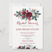 Bourgogne groen winterbloemig vrijgezellenfeest kaart (Voorkant)